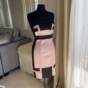 Jax Satin Strapless dress pink Tan black size 4
